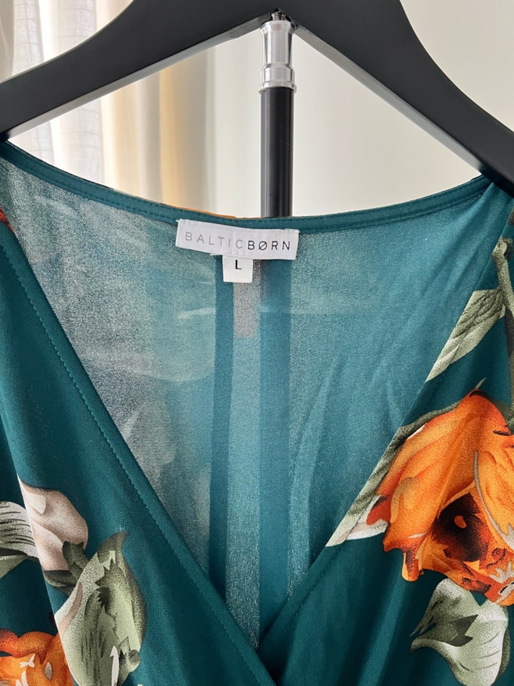 BalticBorn Emerald Green Floral Maxi Dress with Tie Waist - Picture 6 of 6